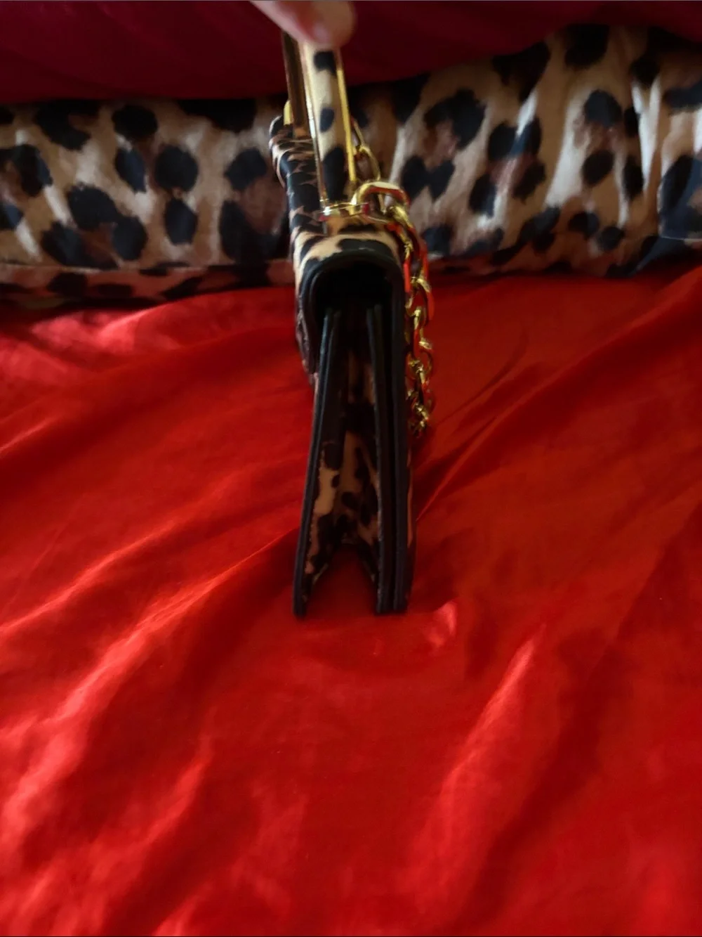 Leopard Print Top-Handle Women’s Crossbody Bag with Gold Chain